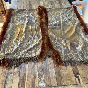 Jean Crisan Fourrure Wool Cape Women's One Size Dyed Lamb Fur Trim